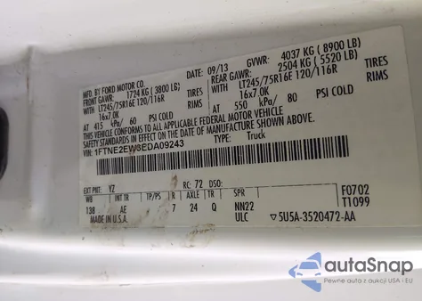 2014 Ford E-250 Commercial из США, поврежденный, VIN 1FTNE2EW3EDA09243